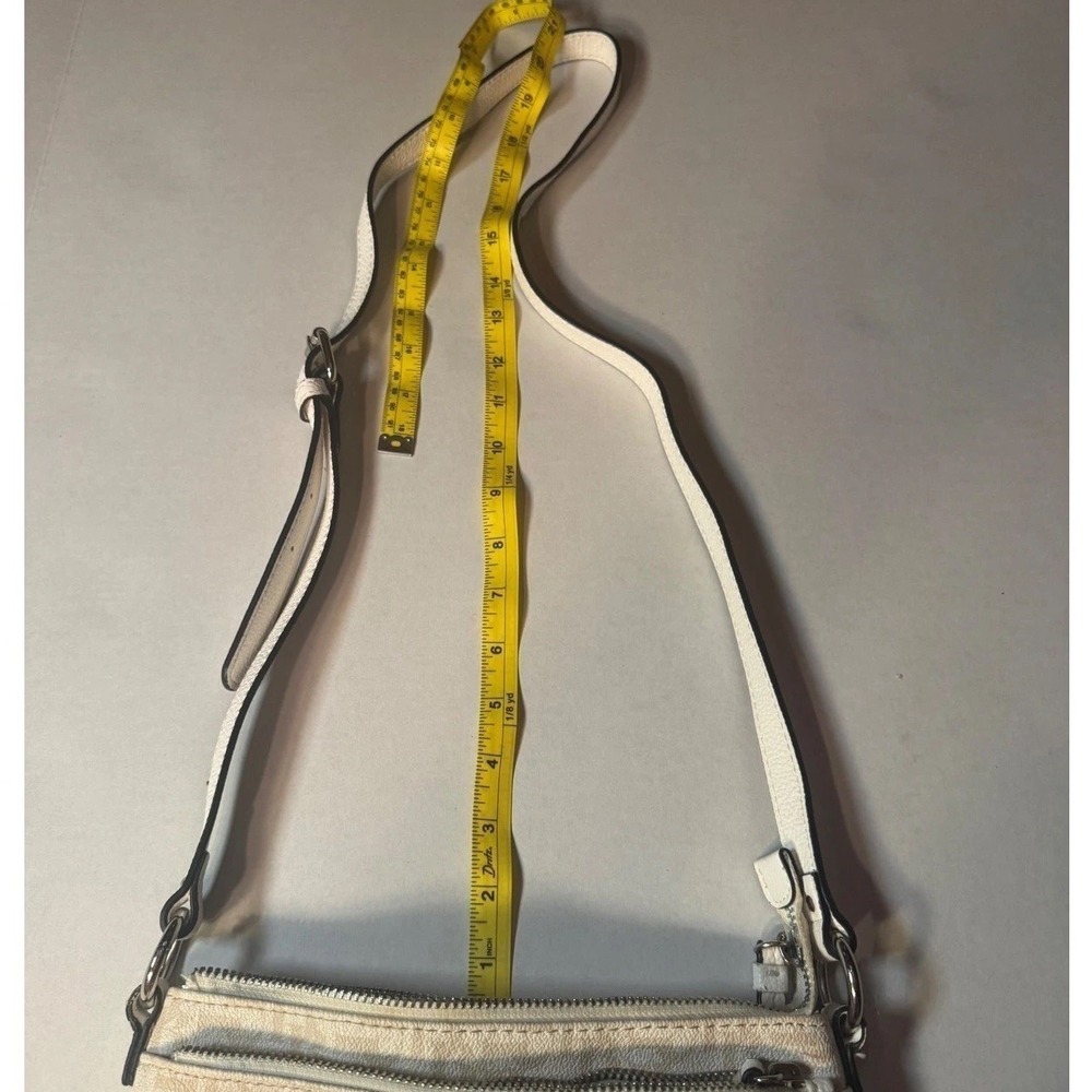 Dana Buchman Monogram Crossbody Bag White Pink Orange Stripe Multi-Zip Pocket - Picture 5 of 14